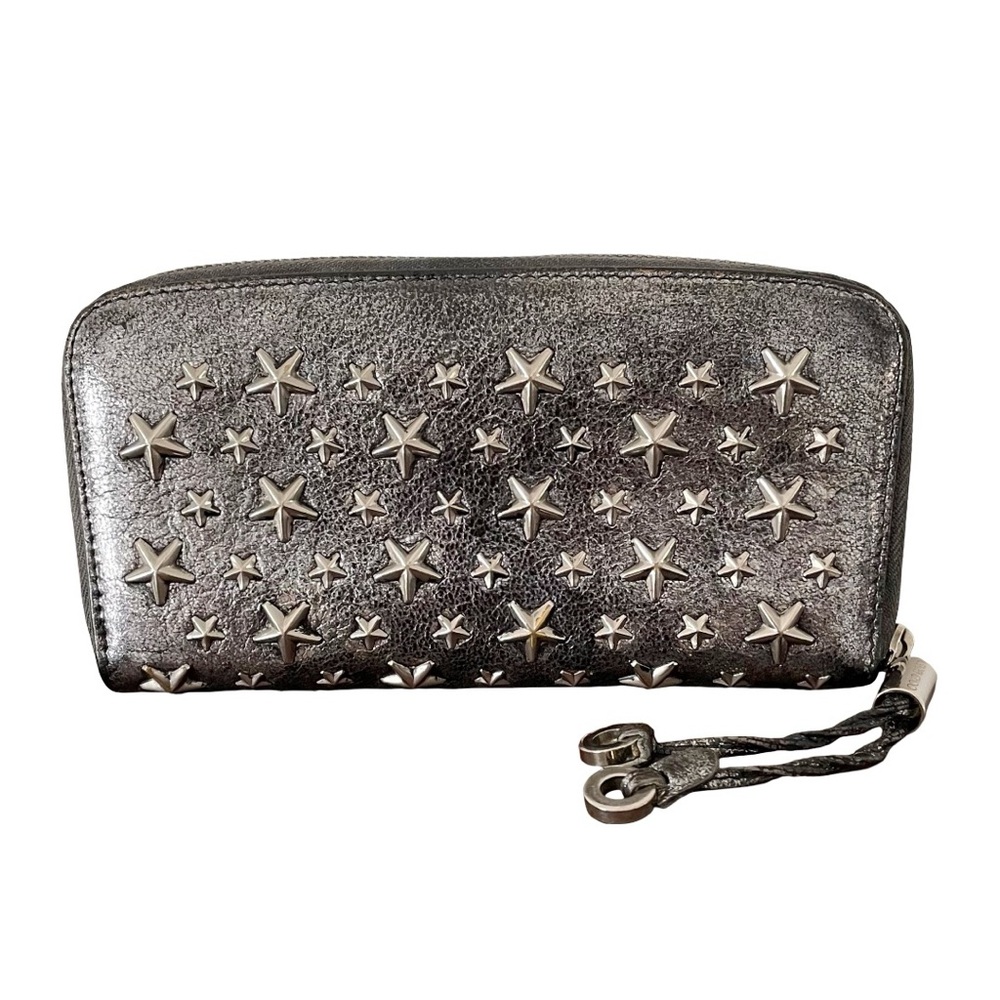 Jimmy Choo metallic leather stars long zip wallet